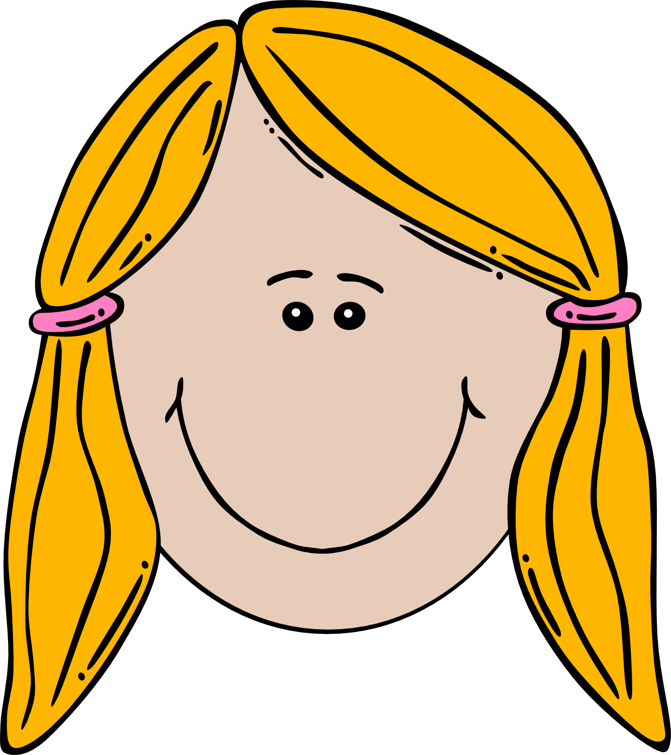 Smiling Girl Face Clip Art - Girl Sad Face Cartoon (528x594), Png Download