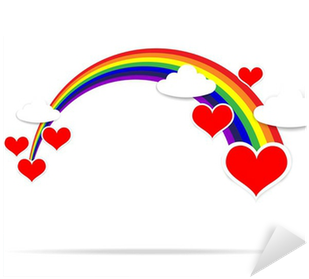 Happy Valentine Day Heart Cloud And Rainbow 001 Sticker - Arco Iris Com Coração (400x400), Png Download