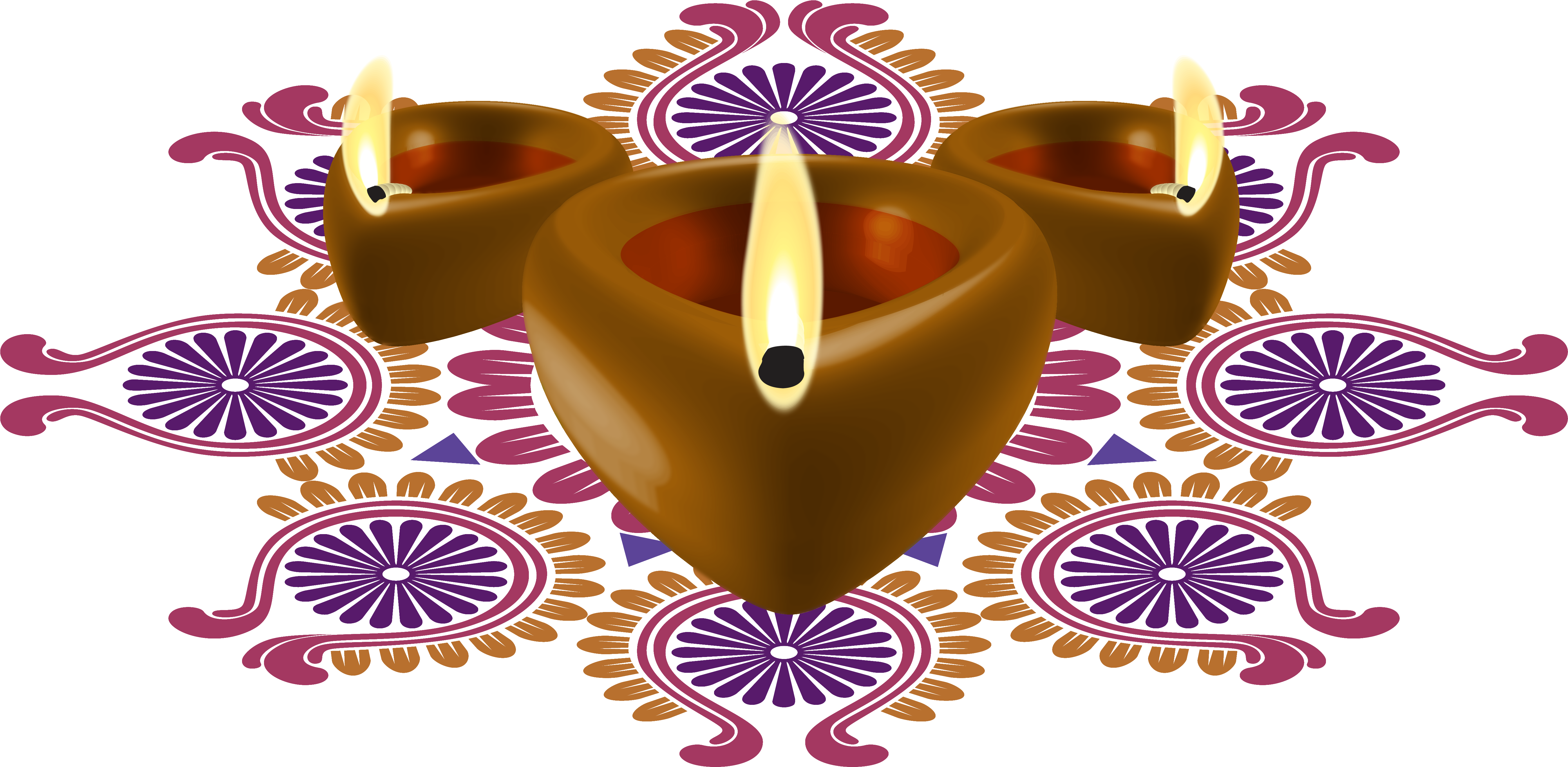 Happy Diwali Decorative Candles Png Clipart Image - Diwali Png (5776x3061), Png Download