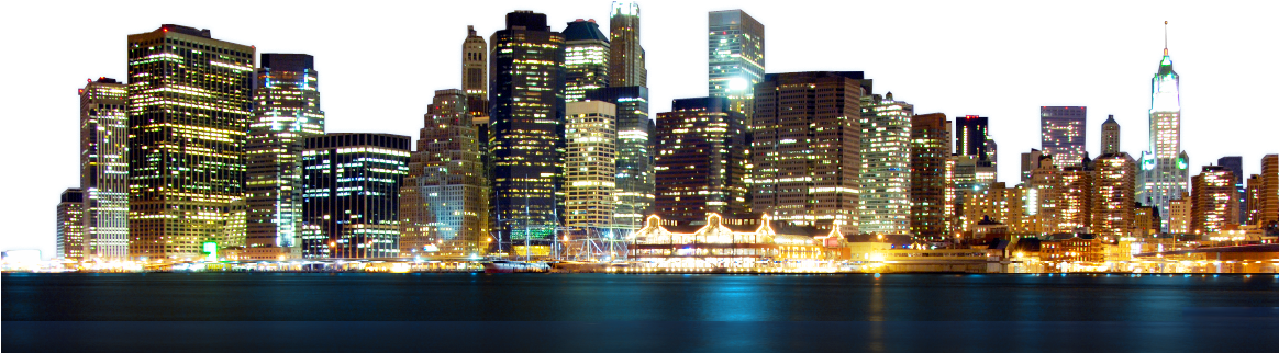 Ny Skyline Png Svg - City Skyline Night Png (1163x400), Png Download