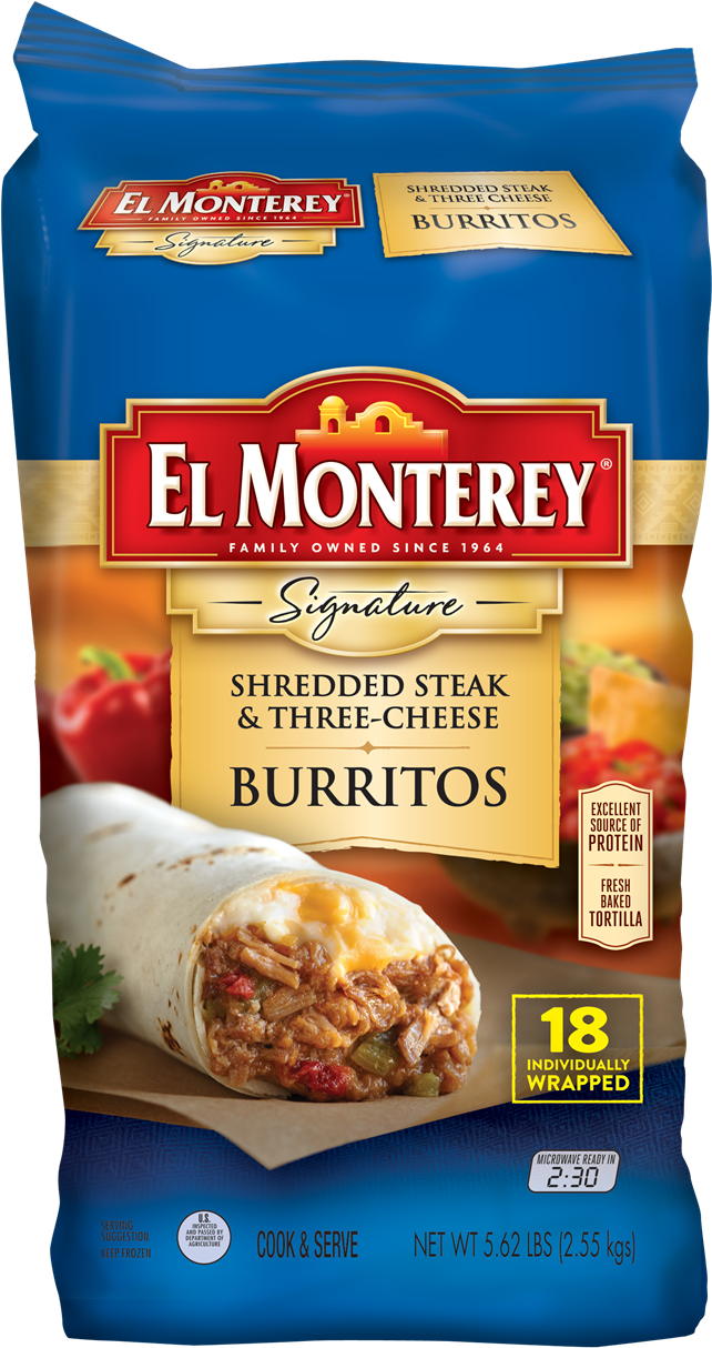 18pk Signature Shredded Steak & Cheese Burritos - El Monterey Steak Burritos (700x1284), Png Download