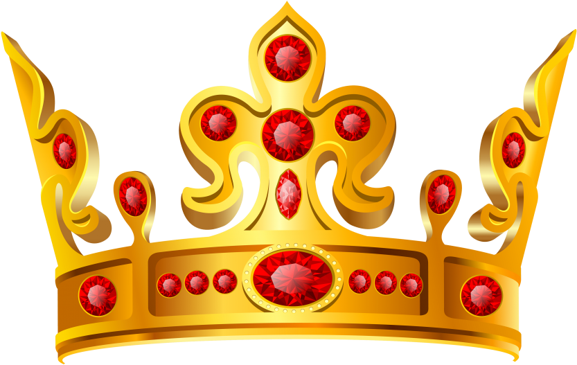 Gold Crown Red Stone Png - Transparent Background Red Crown Png (850x537), Png Download