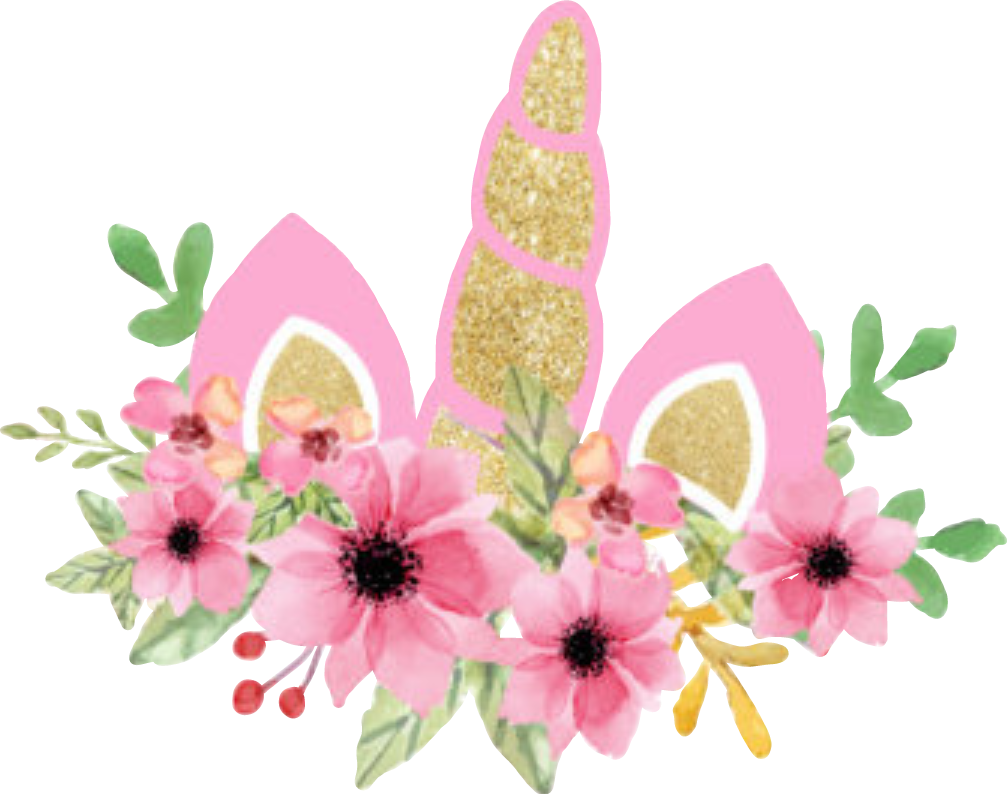 Pink Flowers Flores Unicorncrown Unicorn Unicornio - Flores De Unicornio Png (1007x794), Png Download