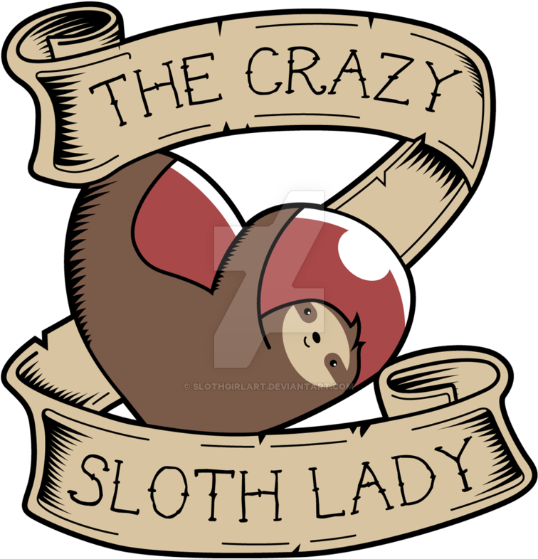 Crazy Sloth Lady Tattoo Design By Slothgirlart - Crazy Sloth Lady (800x831), Png Download