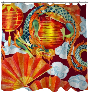 Chinese Dragon Watercolor Seamless Pattern - Chinese Dragon (400x400), Png Download