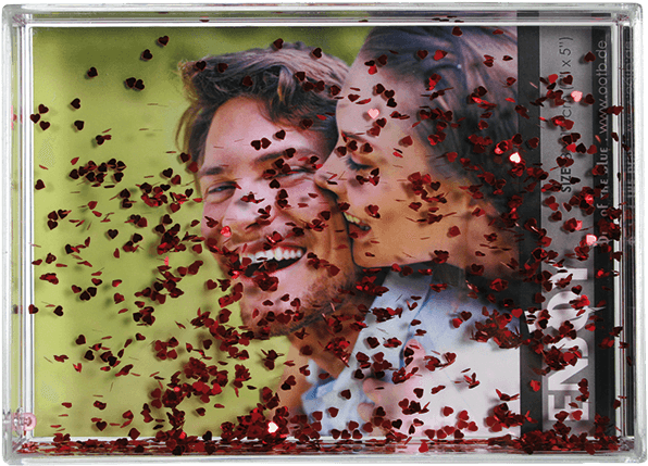 3d-acrylic Photo Frame - Out Of The Blue Acryl Bilderrahmen Love Mit Herz Glitter (945x709), Png Download