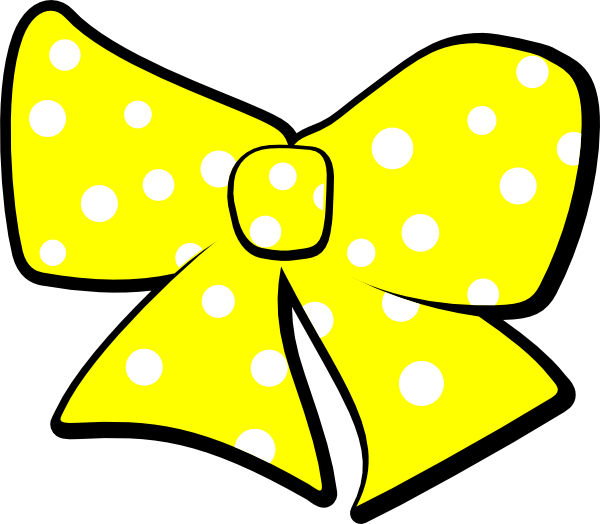 Dots Clipart Yellow - Yellow Polka Dot Bow (600x524), Png Download