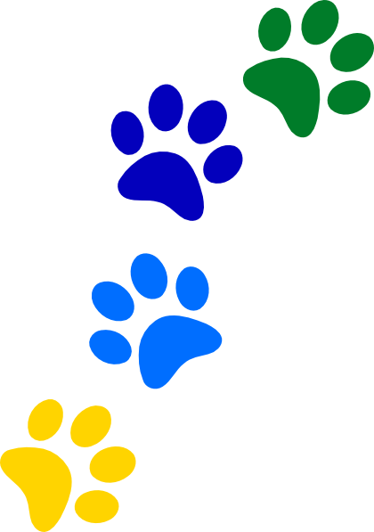 Graphic Black And White Library Rainbow Clip Art At - Rainbow Paw Print Png (420x597), Png Download