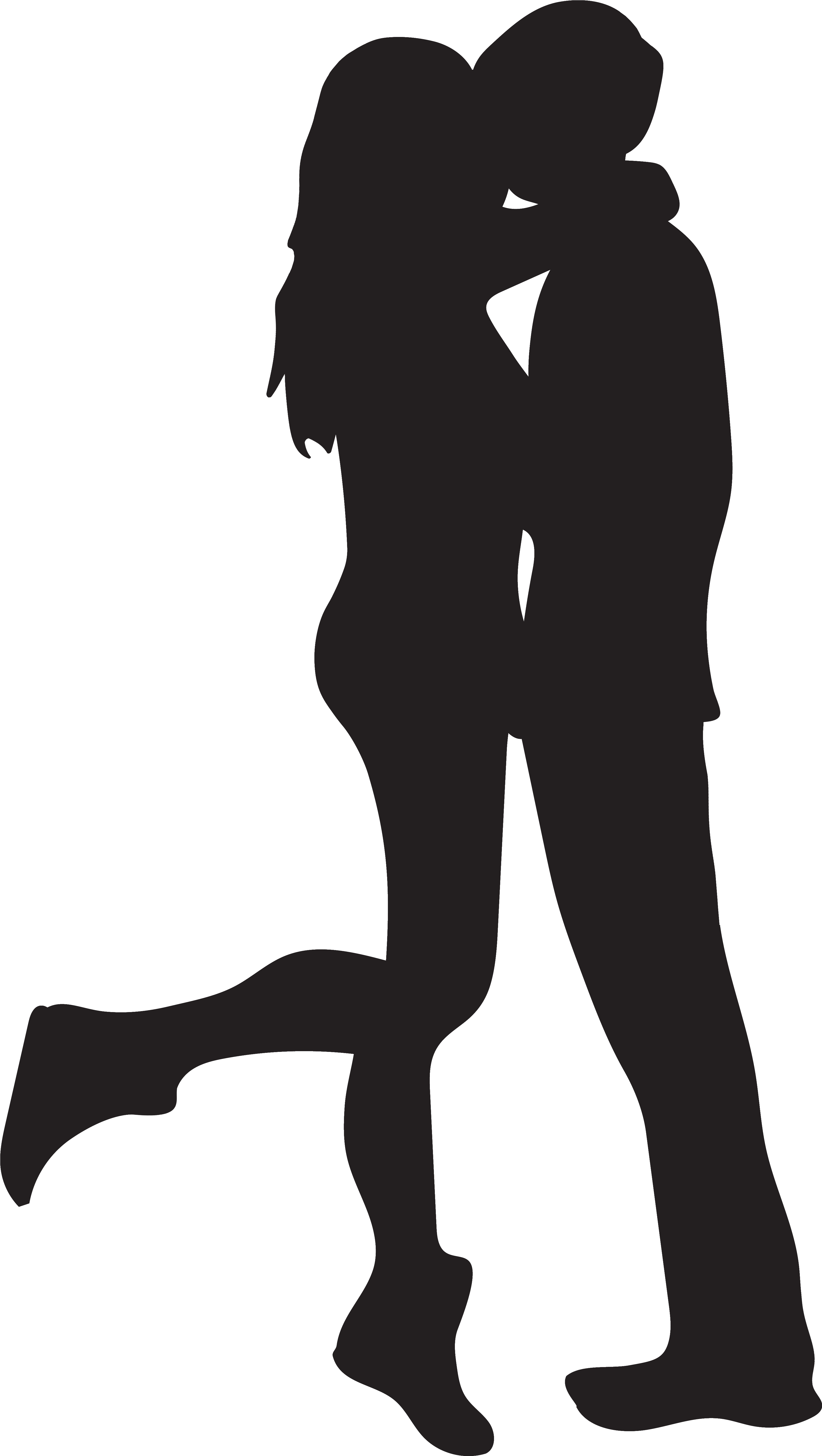 View Full Size - Kissing Couple Silhouette Png (3559x6308), Png Download