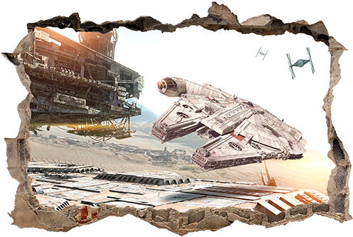 Hole Millennium Falcon - Stickers 3d Star Wars (500x350), Png Download