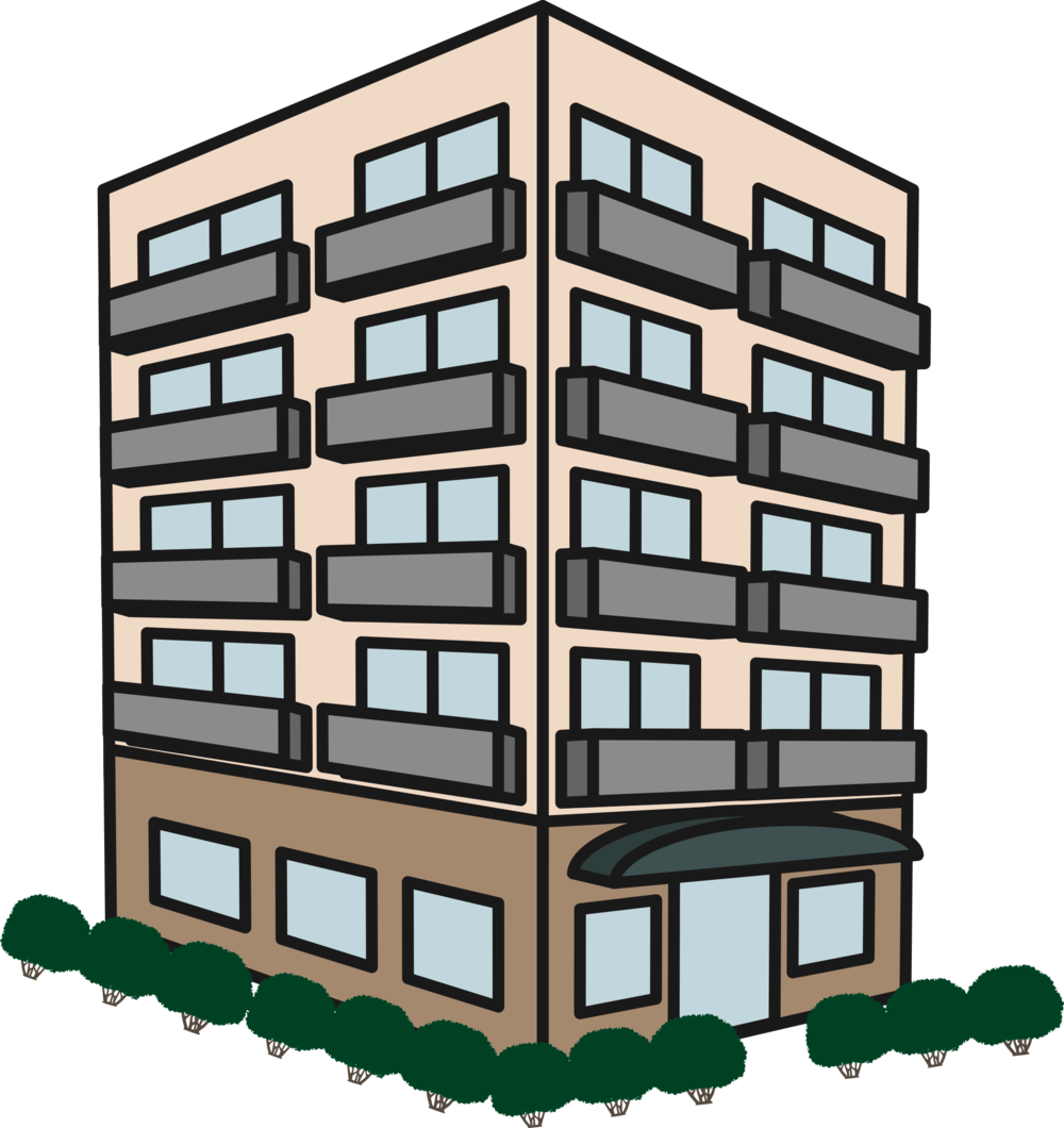Apartment Building - Apartment Building Clipart Png (1000x1060), Png Download