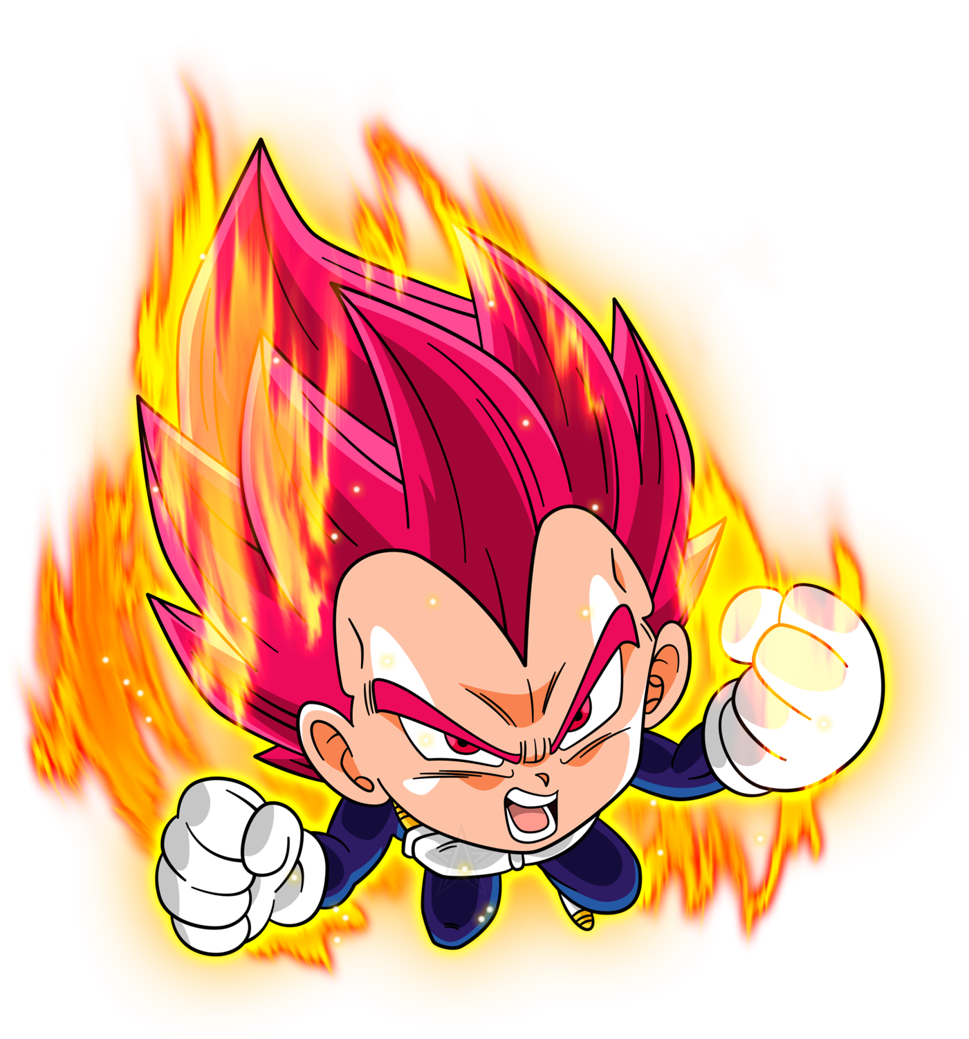 Transparent Flame Super Saiyan - Chibis Dragon Ball Super (1600x1602), Png Download