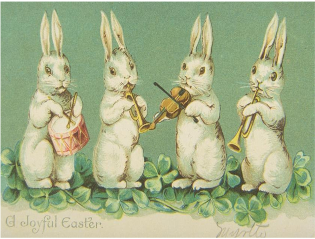 Musical Vintage Bunnie Pattern - Easter Transparent Easter Vintage (640x800), Png Download