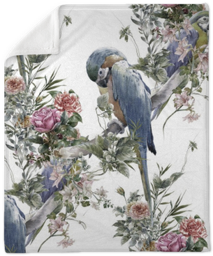 Watercolor Painting With Birds And Flowers, Seamless - Watercolor Painting (400x400), Png Download