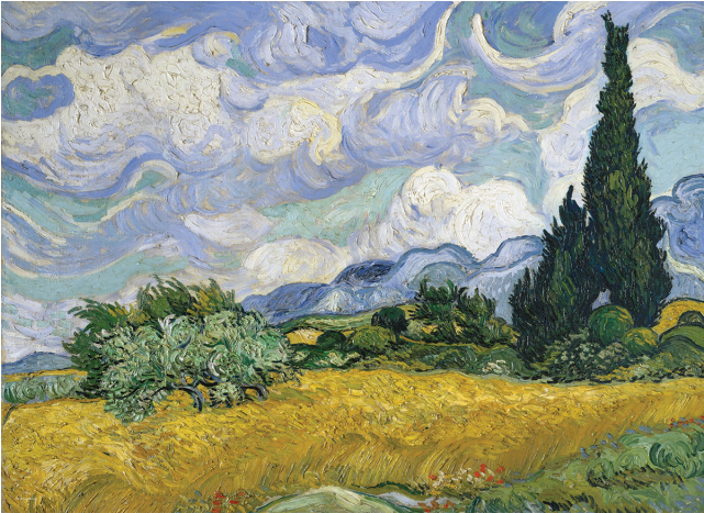 Vincent Van Gogh - Wheat Field With Cypresses (640x640), Png Download