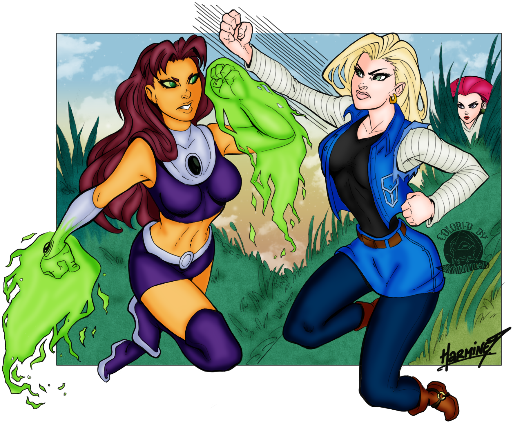 Starfire Vs Android - Starfire Vs 18 (1929x1584), Png Download