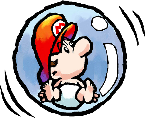 Which Begs The Question - Baby Mario Y Yoshi (487x406), Png Download