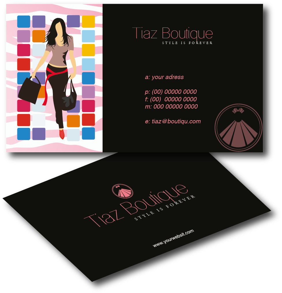Boutique Business Card Design For Tiaz By R K - Visiting Card Fashion Boutique (1250x1458), Png Download