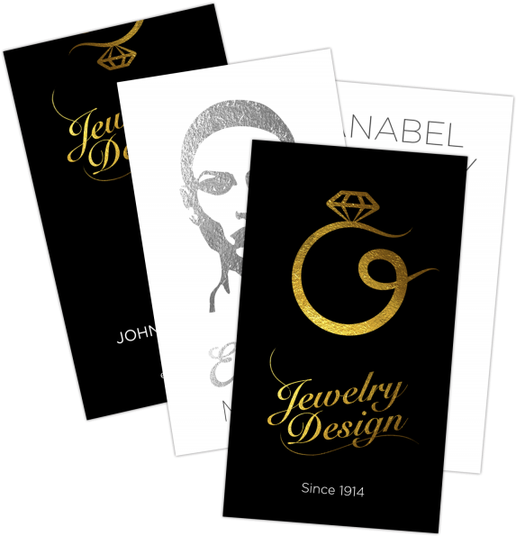 16pt Silk Laminated Foil Business Cards - Foil Paper Business Cards Png (597x665), Png Download