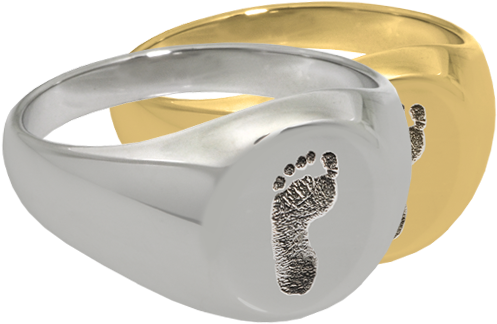Baby Footprint Elegant Round Ring - Footprint Oval Sterling Silver Cremation Pendant Necklace (500x500), Png Download
