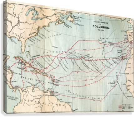 The Four Voyages Of Christopher Columbus, 1492 To - Four Voyages Of Christopher Columbus, 1492 (429x376), Png Download