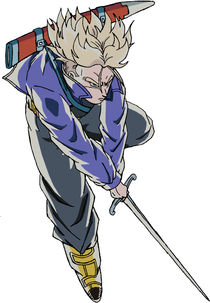 Super Saiyan Trunks With Sword By Theaggravatedartist - Future Trunks With Sword (747x1069), Png Download