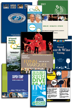 Collage Of Printed Brochures And Flyers - Vermont (350x450), Png Download