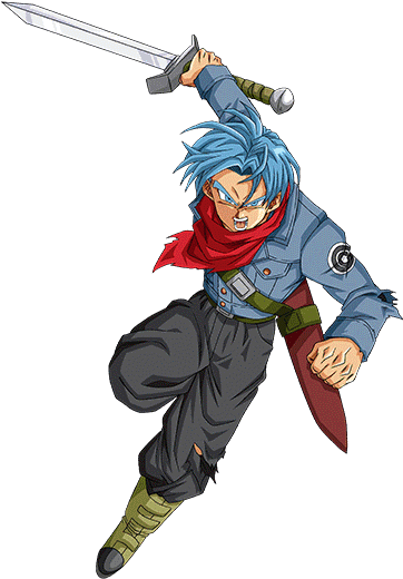 Standing Defiant Trunks (future) - Dokkan Trunks Png Future (426x568), Png Download