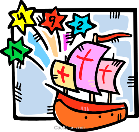 Christopher Columbus Arrives In America Royalty Free - Christopher Columbus Clip Art (480x454), Png Download