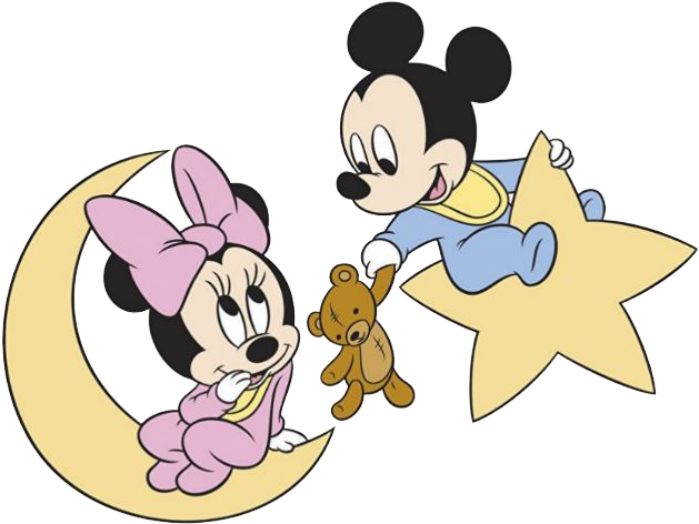 Baby Mickey & Minnie Moon/star - Baby Mickey And Baby Minnie (644x490), Png Download