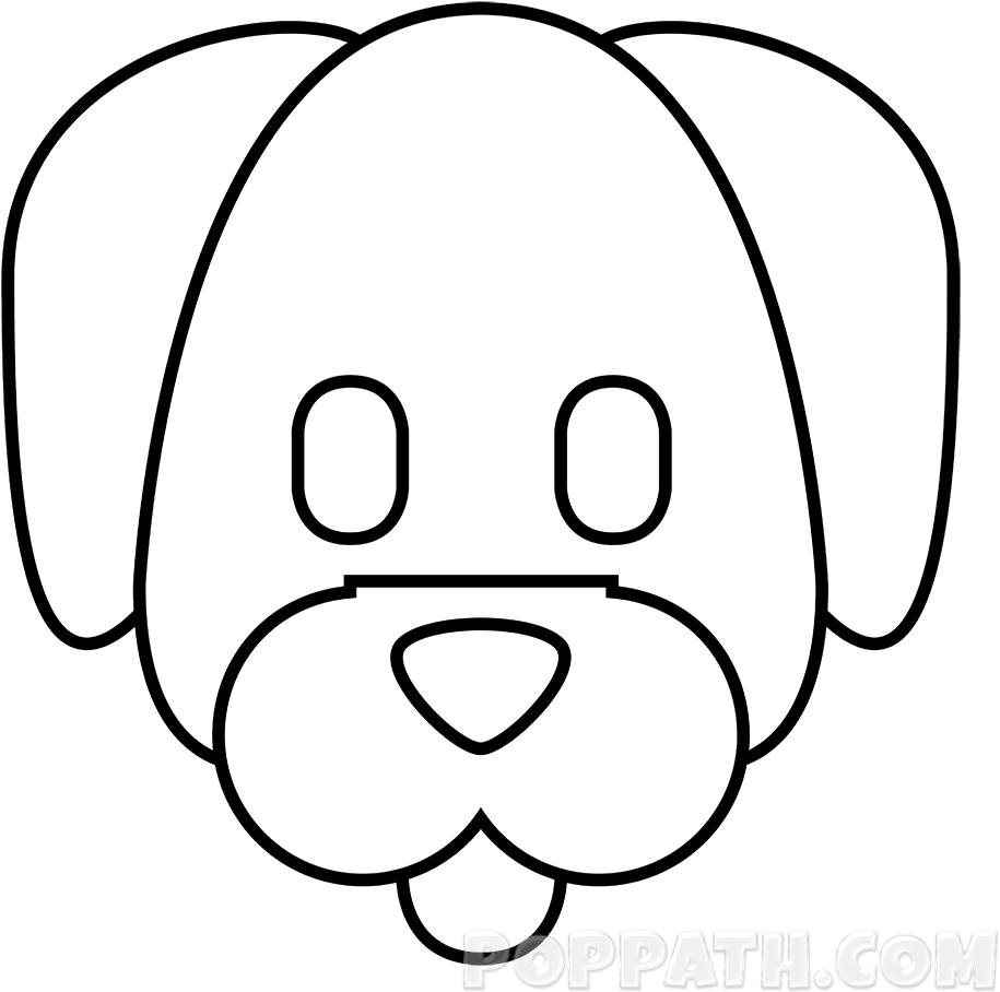 A Dog Emoji Shows That A Cute Dog Is Smiling With Its - Dog (1000x1000), Png Download