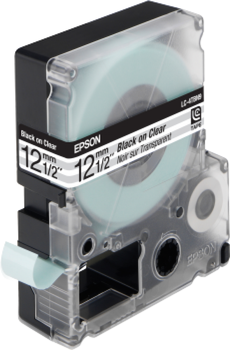 Epson Labelworks Lk Standard 1/2" White On Clear Tape - Lc 4wbn9 (1200x1200), Png Download