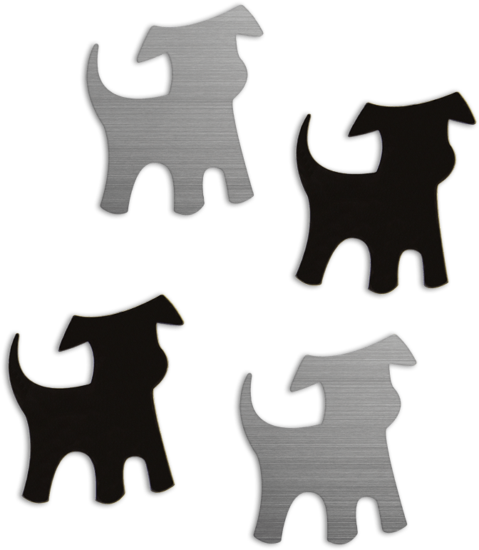 Up Metal Magnets - Three By Three Shape-up! Dog Magnets Black (1024x1024), Png Download