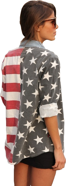 Pngs - Wattpad - Chemise Drapeau Américain Femme (499x750), Png Download