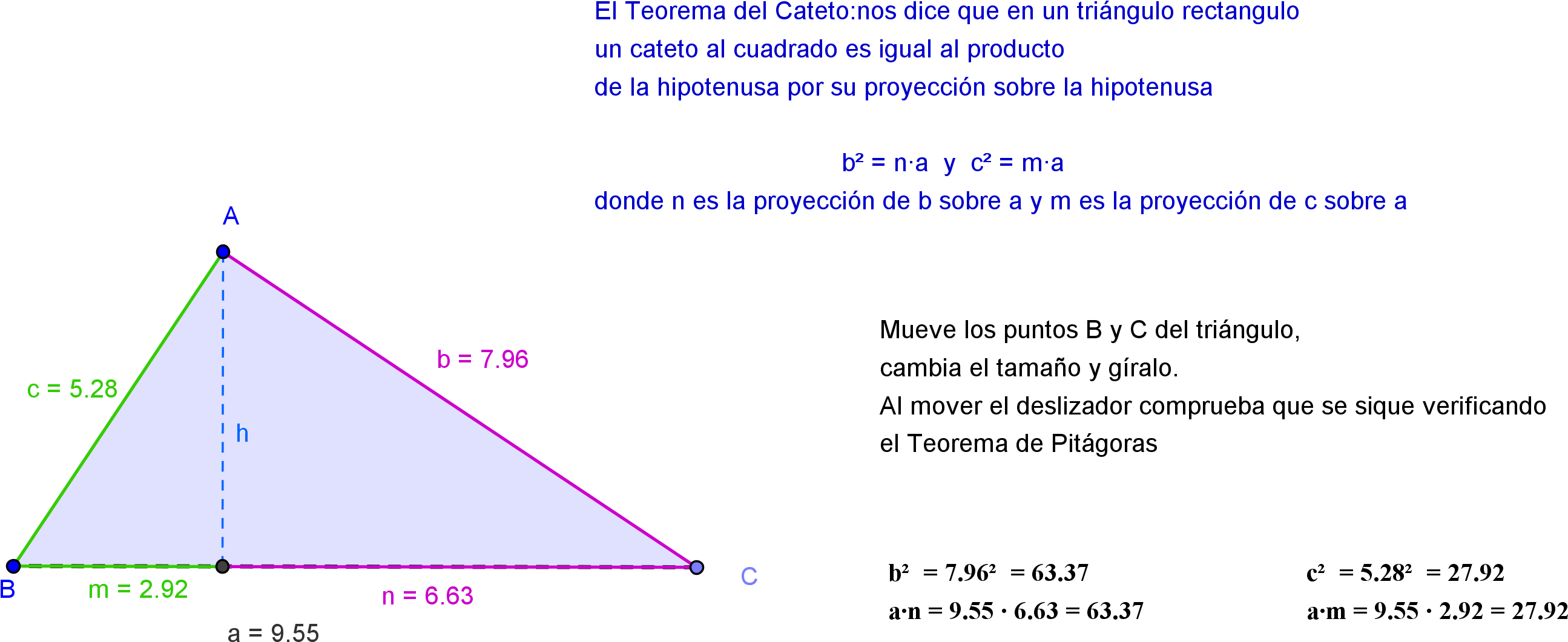 Donde N Es La Proyección De B Sobre A Y M Es La Proyección - Teorema De Las Proyecciones Trigonometria (2759x1308), Png Download