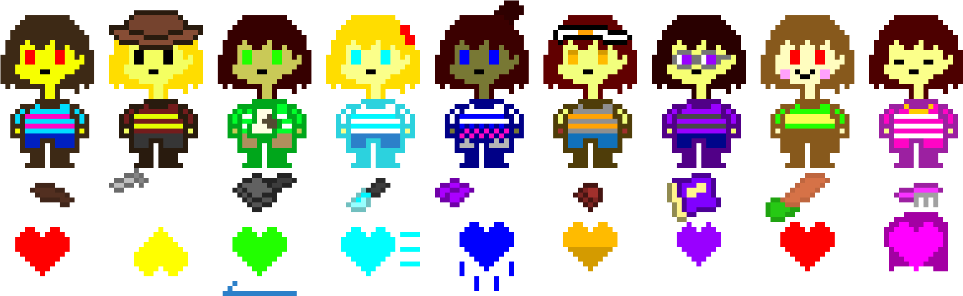The Nine Souls Of Undertale - Drawing (2060x650), Png Download