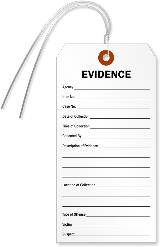 Evidence Identification Tags - Crime Scene Chain Of Custody Document (800x800), Png Download