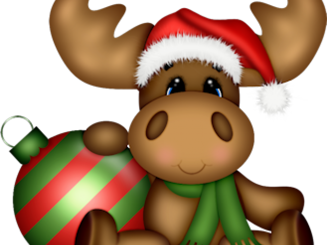 Moose Clipart Xmas - Free Christmas Cute Moose Clipart (640x480), Png Download