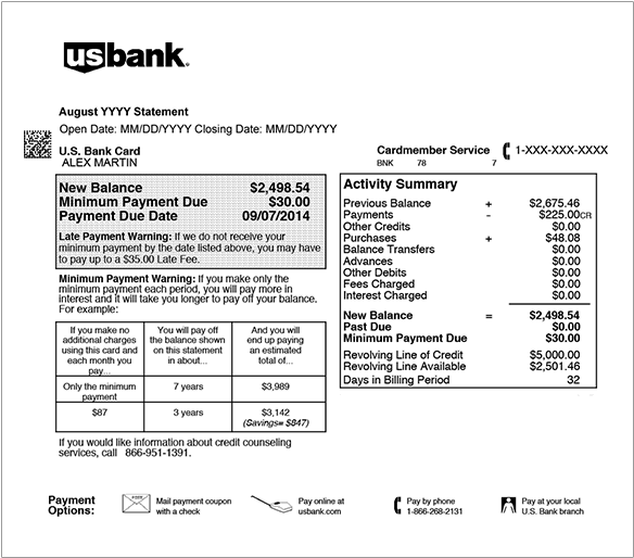 Account Summary - Us Bank Statement (589x521), Png Download