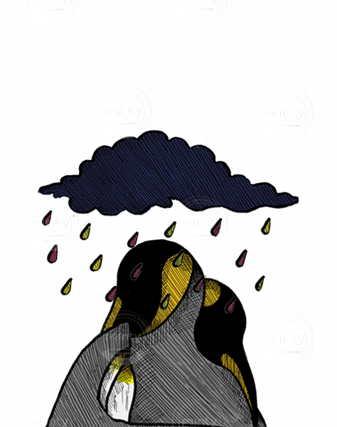 Hugging Penguins - Illustration (474x600), Png Download