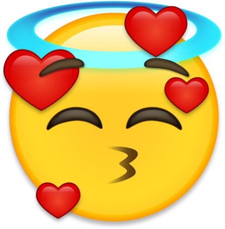 Emoji Cara De Angel Y Enamorado - Imagen De Un Emoji Enamorado (490x500), Png Download