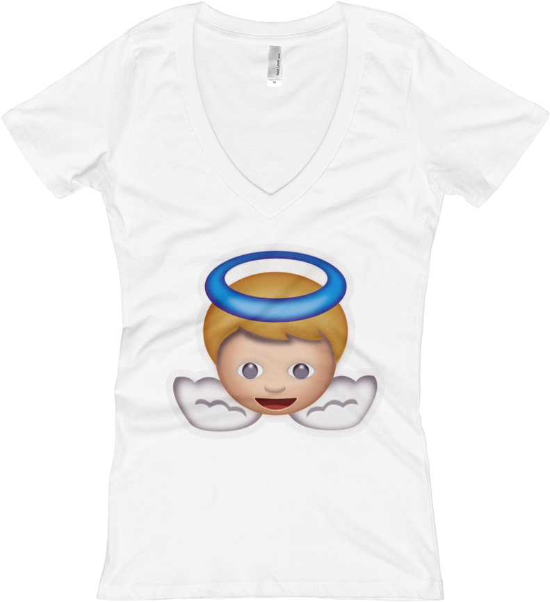 Women's Emoji V-neck - Baby Angel Emoji Large Tote Bag, Natural, Large (1000x1000), Png Download