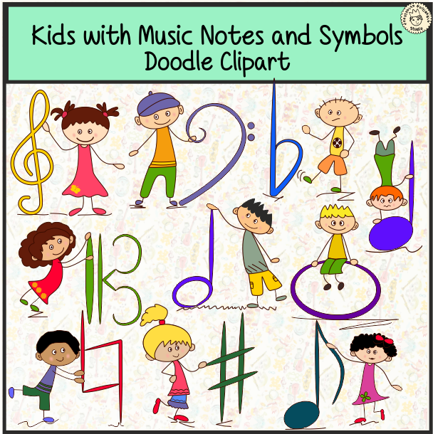 Kids Are Holding Basic Music Symbols - Clip Art (608x610), Png Download