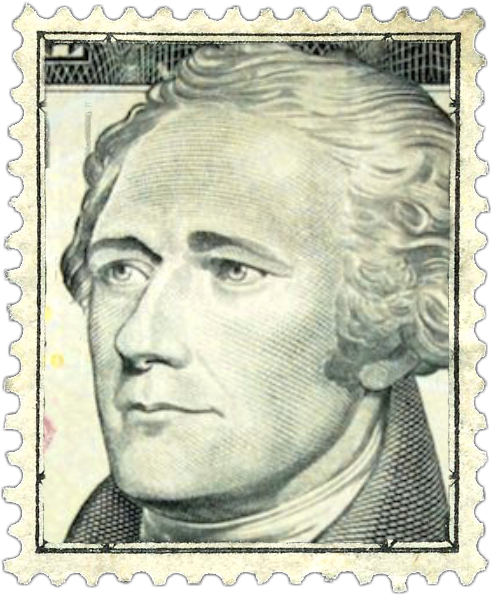 Alexander Hamilton Postage Stamp - Alexander Hamilton 10 Dollar Bill (492x595), Png Download
