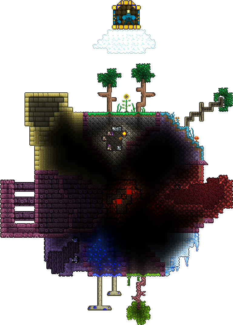 Freeuse Stock Wip Terraria Mini World I Made Png Terraria - Download (992x1120), Png Download