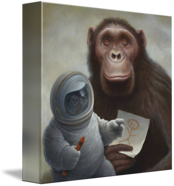Chimp Drawing Painting Png Freeuse Stock - Drawing (608x650), Png Download