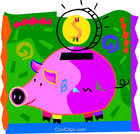 Piggy Bank With Change Royalty Free Vector Clip Art (480x460), Png Download