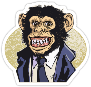 Chimp Drawing Suit - Cartoon Monkey In A Suit (375x360), Png Download
