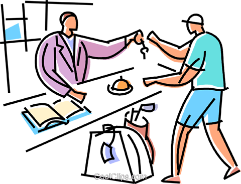 Front Desk Royalty Free Vector Clip Art Illustration - Hotel Front Desk Clipart (480x367), Png Download