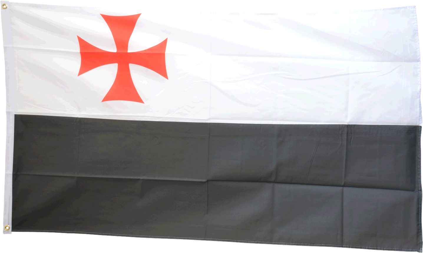 Templar Cross Black-white Flag (1500x993), Png Download